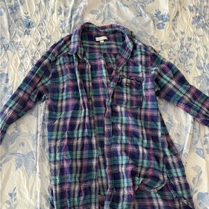 Aerie Plaid Flannel Shirt Women’s Medium | Soft Oversized Button Down